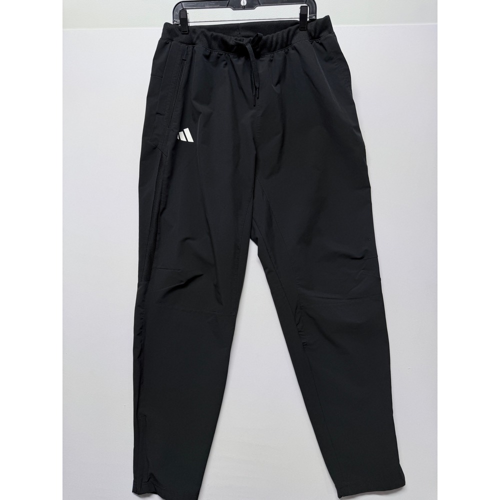 Adidas Mens Black Tapered Training Pants Zipper Pockets Ankle Zips XLT